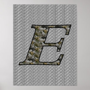 Mit Monogramm Initial-E-Hydrangea-Blumenposter Poster