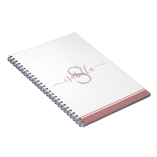 Mit Monogramm Initial Elegant Script Dusty Rose Notizblock (Rechte Seite)