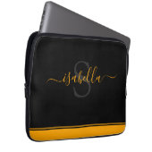 Mit Monogramm Initial Elegant Script Orange Laptopschutzhülle (Vorne Rechts)