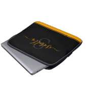 Mit Monogramm Initial Elegant Script Orange Laptopschutzhülle (Vorne Knopf)