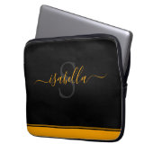 Mit Monogramm Initial Elegant Script Orange Laptopschutzhülle (Vorderseite Links)