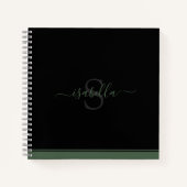 Mit Monogramm Initial Elegante Script Evergreen Notizblock (Vorderseite)