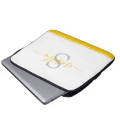 Mit Monogramm Initial Elegante Script gelb Laptopschutzhülle (Vorne Knopf)