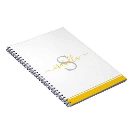 Mit Monogramm Initial Elegante Script gelb Notizblock (Rechte Seite)