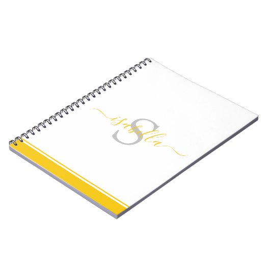 Mit Monogramm Initial Elegante Script gelb Notizblock (Linke Seite)