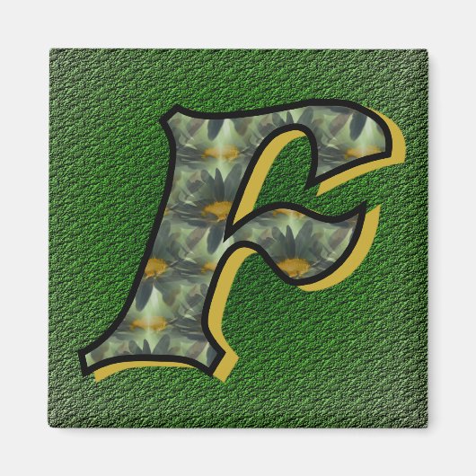 Mit Monogramm Initial F Black Daisies Magnet (Vorne)