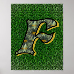 Mit Monogramm Initial F Black Daisies Poster