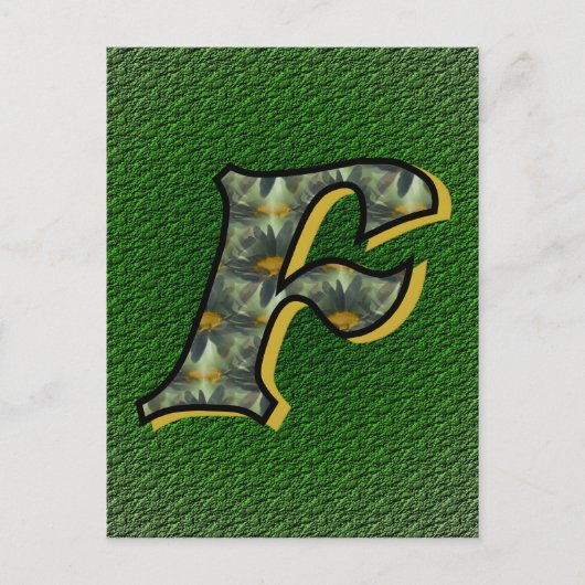 Mit Monogramm Initial F Black Daisies Postkarte (Vorderseite)