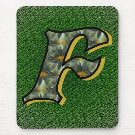 Mit Monogramm Initial F Daisies Mousepad (Vorne)
