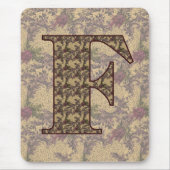 Mit Monogramm Initial F Elegante Blumenmousepad Mousepad (Vorne)