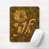 Mit Monogramm Initial F Gold Peony Mousepad (Mit Mouse)