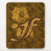 Mit Monogramm Initial F Gold Peony Mousepad (Vorne)