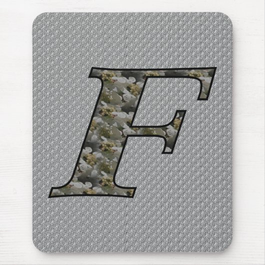 Mit Monogramm Initial F Hydrangea Floral Mousepad (Vorne)