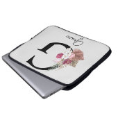 Mit Monogramm Initial G Monogramm Pink Boho Floral Laptopschutzhülle (Vorne Knopf)