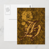 Mit Monogramm Initial-H-Gold-Peony-Postkarte Postkarte (Vorne/Hinten)