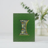 Mit Monogramm Initial I Black Daisies Postkarte (Stehend Vorderseite)