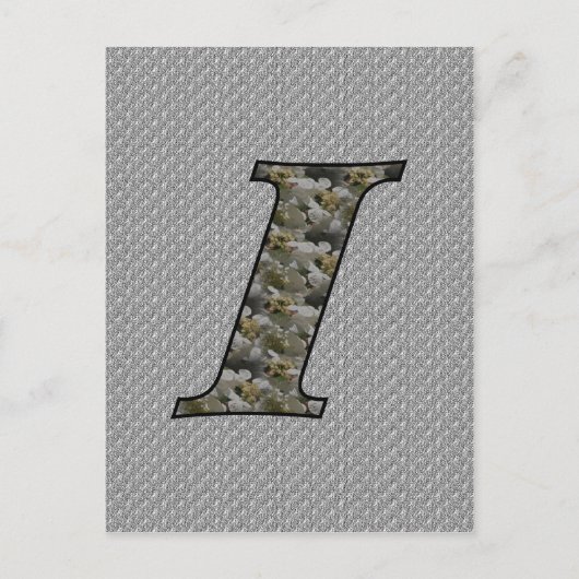 Mit Monogramm Initial I Hydrangea florale Postkart Postkarte (Vorderseite)