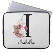 Mit Monogramm Initial I Pink Boho Floral Laptopschutzhülle (Vorderseite)