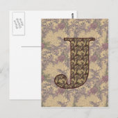 Mit Monogramm Initial J Elegante Postkarte (Vorne/Hinten)