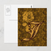Mit Monogramm Initial J Gold Peony Postcard Postkarte (Vorne/Hinten)