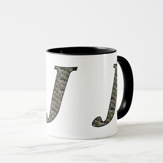 Mit Monogramm Initial J Hydrangea Tasse (VorderseiteRechts)