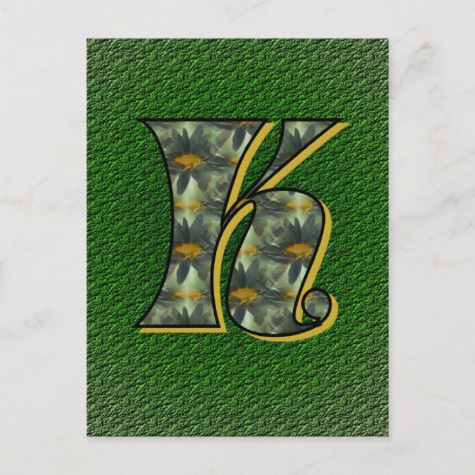 Mit Monogramm Initial K Black Daisies Postkarte (Vorderseite)