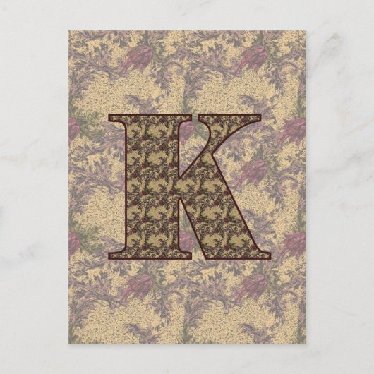 Mit Monogramm Initial K Elegante Postkarte (Vorderseite)