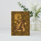 Mit Monogramm Initial K Gold Peony Postcard Postkarte (Stehend Vorderseite)