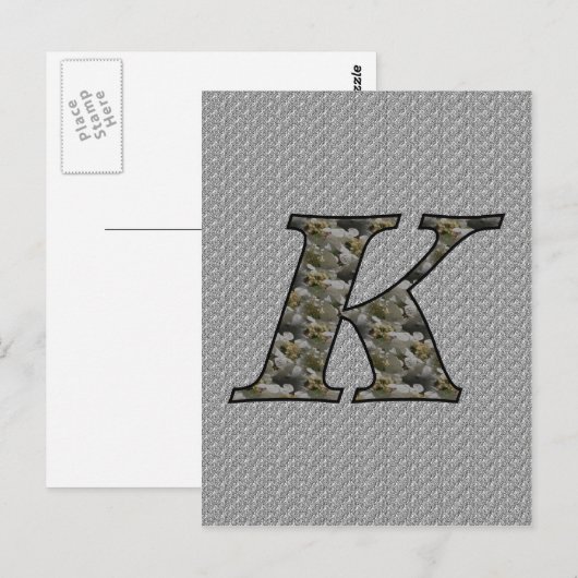 Mit Monogramm Initial K Hydrangea Floral Postkarte (Vorne/Hinten)