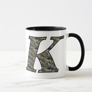 Mit Monogramm Initial K Hydrangea Floral Tasse
