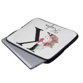 Mit Monogramm Initial K Pink Boho Floral Laptopschutzhülle (Vorne Knopf)