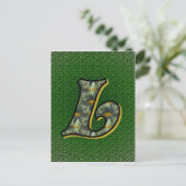 Mit Monogramm Initial L Black Daisies Postkarte (Stehend Vorderseite)