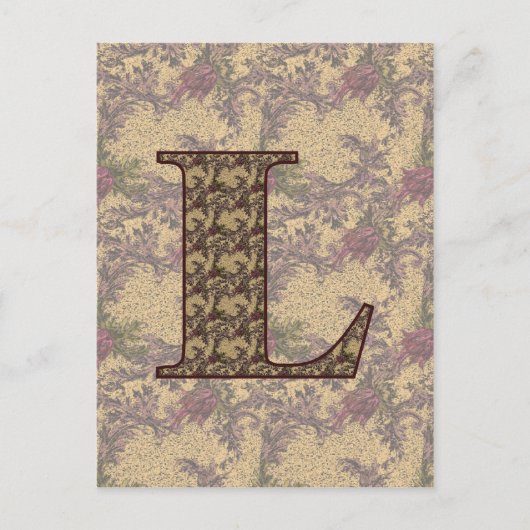 Mit Monogramm Initial L Elegante Postkarte (Vorderseite)