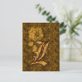 Mit Monogramm Initial L Gold Peony Postcard Postkarte (Stehend Vorderseite)