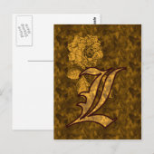 Mit Monogramm Initial L Gold Peony Postcard Postkarte (Vorne/Hinten)