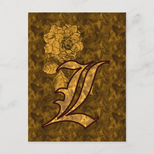 Mit Monogramm Initial L Gold Peony Postcard Postkarte (Vorderseite)
