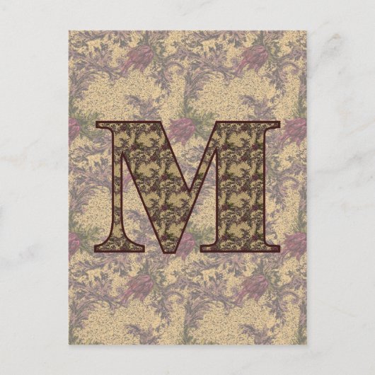 Mit Monogramm Initial M Elegante Florenz Postkarte (Vorderseite)