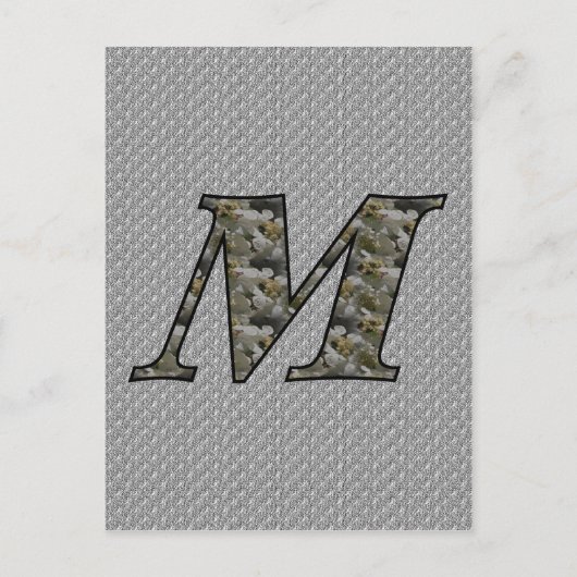 Mit Monogramm Initial M Hydrangea Floral Postkarte (Vorderseite)