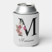 Mit Monogramm Initial M Pink Boho Floral Dosenkühler (Kanne Rückseite)