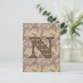 Mit Monogramm Initial N Elegante Postkarte (Stehend Vorderseite)