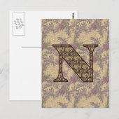 Mit Monogramm Initial N Elegante Postkarte (Vorne/Hinten)