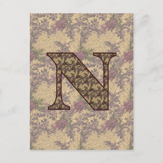Mit Monogramm Initial N Elegante Postkarte (Vorderseite)