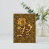 Mit Monogramm Initial N Gold Peony Postcard Postkarte (Stehend Vorderseite)