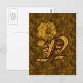 Mit Monogramm Initial N Gold Peony Postcard Postkarte (Vorne/Hinten)