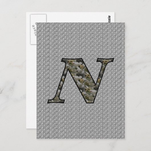 Mit Monogramm Initial N Hydrangea Floral Postkarte (Vorne/Hinten)
