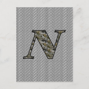 Mit Monogramm Initial N Hydrangea Floral Postkarte