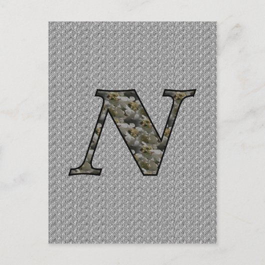 Mit Monogramm Initial N Hydrangea Floral Postkarte (Vorderseite)