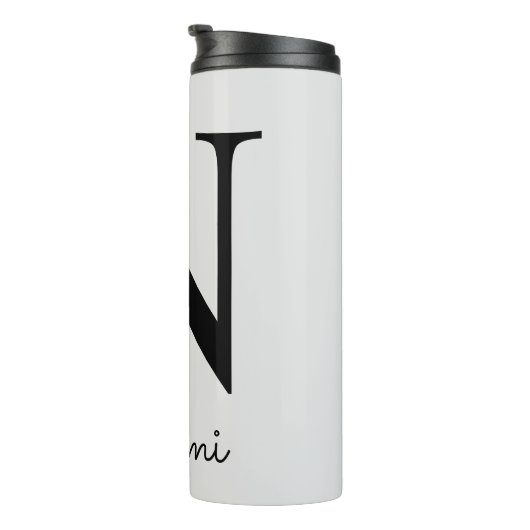 Mit Monogramm Initial N Pink Boho Floral Thermosbecher (Nach rechts gedreht)