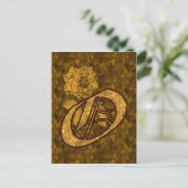 Mit Monogramm Initial-O-Gold-Peony-Postkarte Postkarte (Stehend Vorderseite)
