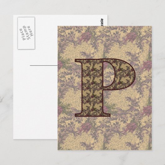 Mit Monogramm Initial-P Elegante Postkarte (Vorne/Hinten)